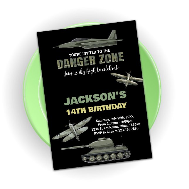 Convite Fighet Jet Birthday Invtions Danger Zone BK (Fighter Jet Birthday Invitations Danger Zone BK)
