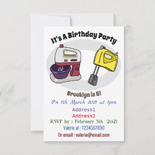 Convite Figura de desenho animado do Mixer