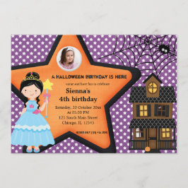 Convite Figurino de Aniversário do Halloween (Roxo)