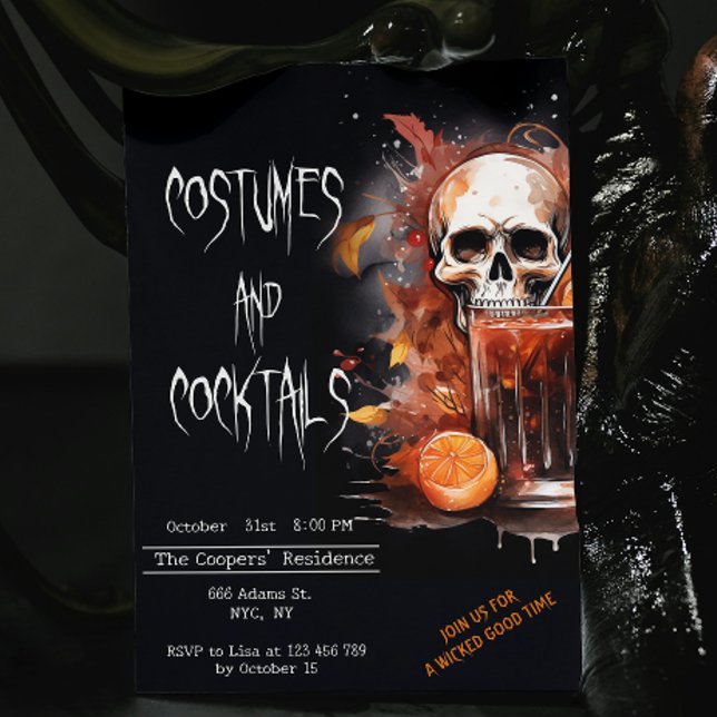 Convite Figurinos e Cocktails Malditos Halloween (Criador carregado)
