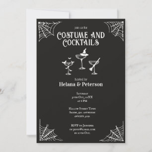 Convite Figurinos e Cocktails negros e brancos no Hallowee