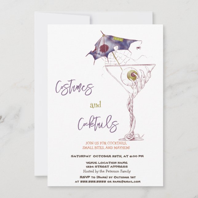 Convite Figurinos e coquetéis assustam o Halloween (Frente)