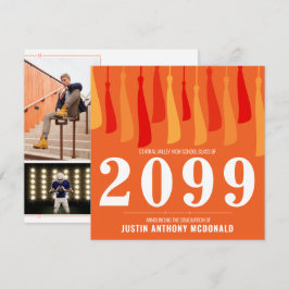 Convite Fila Laranja de Tasilelas com Duas Fotos