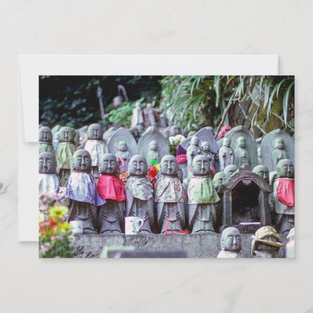 Convite Fileiras de pequenas estátuas de monges Jizo com b (Frente)