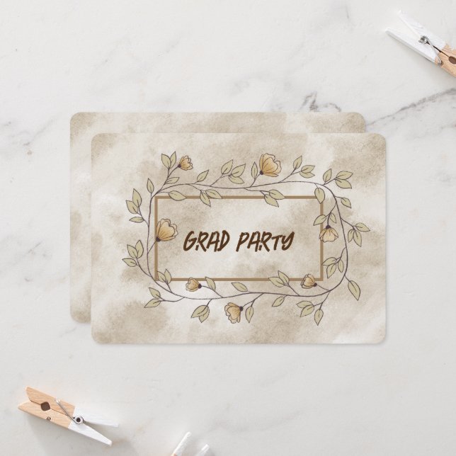 Convite Filha do Partido Formando Brown Floral (Frente/Verso In Situ)