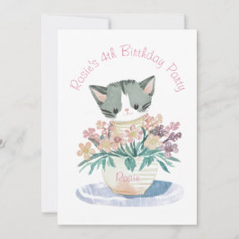 Convite Filhas Aniversário, Fofo-Gato E Foto