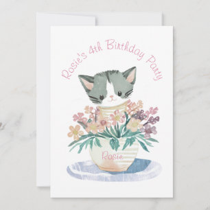 Convite Filhas Aniversário, Fofo-Gato E Foto