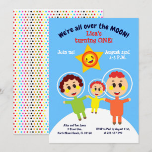 Convite Filhinha, primeira festa de astronautas de anivers