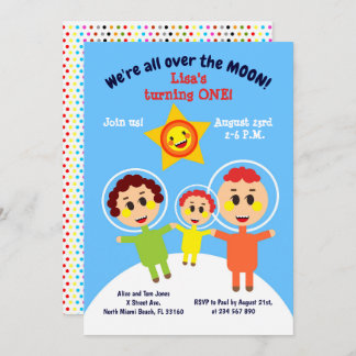 Convite Filhinha, primeira festa de astronautas de anivers