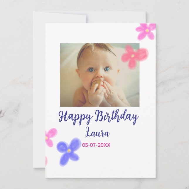 Convite Filhos bebês primeiro aniversario adicionar nome d (Frente)