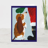 Filhote de Basset recebendo um animal de estimação