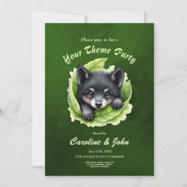 Convite Filhote de lobo no verde: