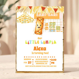Convite Filipino Little Lumpia Theme Birthday