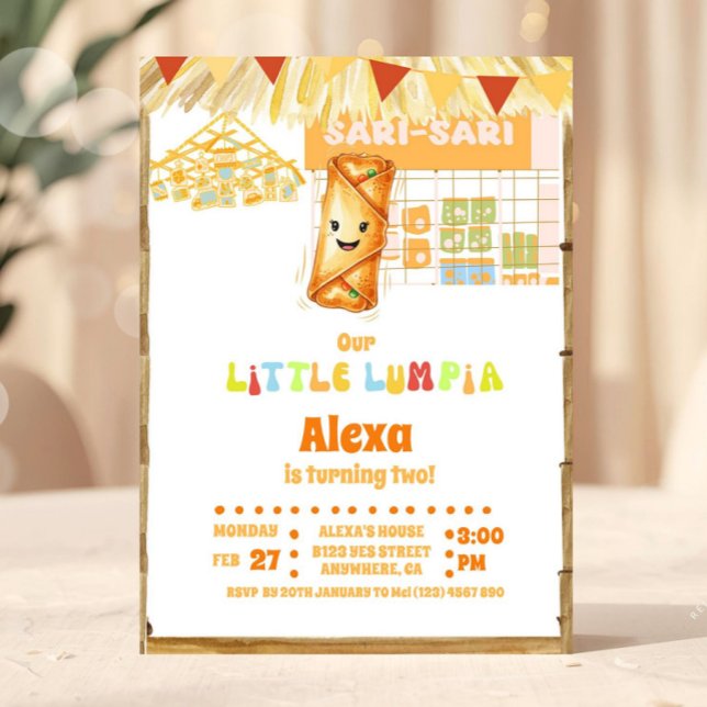 Convite Filipino Little Lumpia Theme Birthday (Filipino Birthday Invitation, Little Lumpia, Lumpia Theme Birthday, Lumpia Birthday Invite)