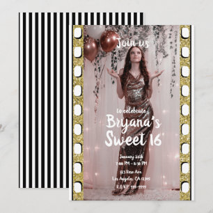 Convite Filme Brilhante Dourado de Filme de Hollywood Fest