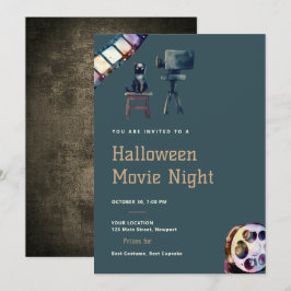 Convite Filme de Halloween Noite Negra Projetor de Gato Ne