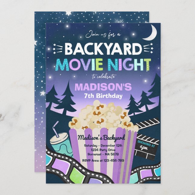 Convite Filme De Noite De Noite No Quintal Sob A Estrela (Frente/Verso)
