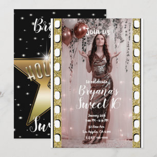 Convite Filme Estrela de Ouro de Hollywood Doce 16