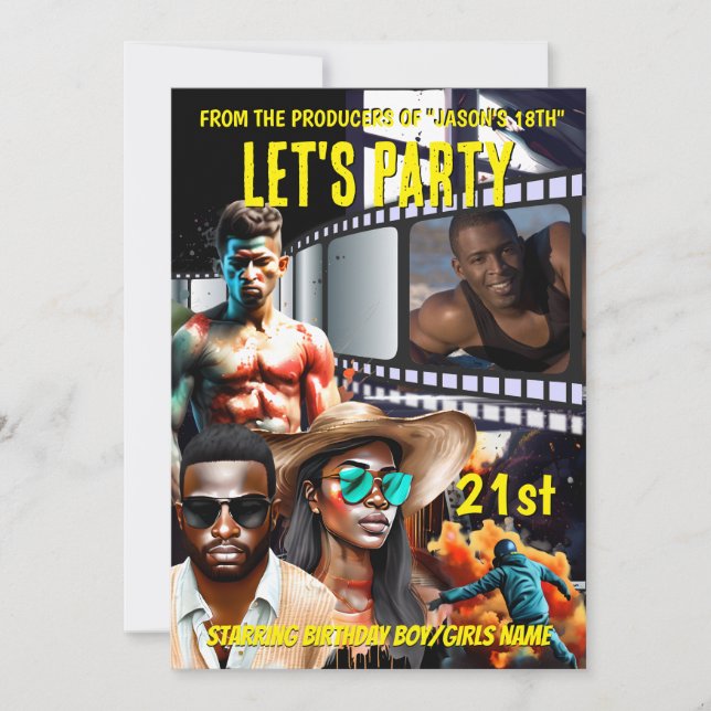 Convite Filme poster DIY foto adultos espião festa de aniv (Frente)