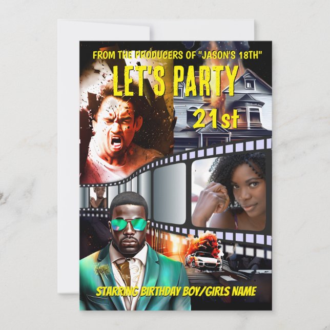 Convite Filme poster DIY foto-herói espionando adultos (Frente)