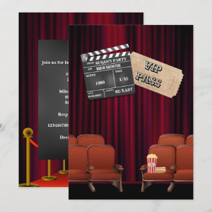 Convite Filme VIP com permissão de pipoca clapper conselho