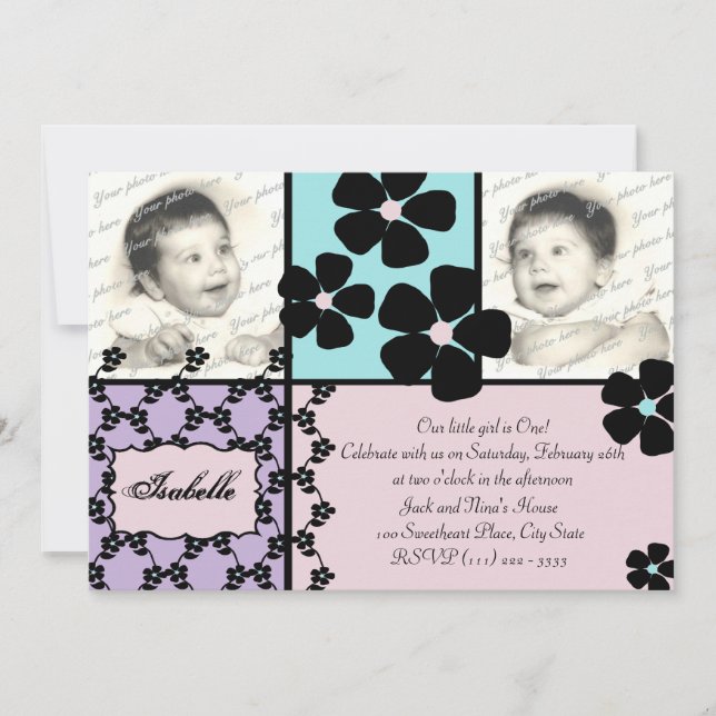 Convite Filtro de bebês e flores (Frente)