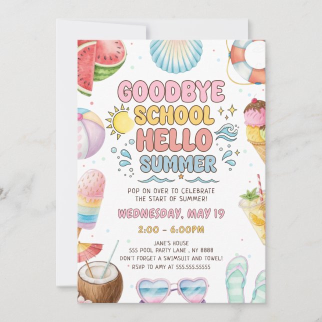 Convite Fim da Escola, Começa a Festa de Verão (Frente)