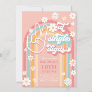 Convite Fim da Idade dos Dígitos Únicos Boho Arco-íris 10º