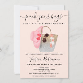 Convite Fim de semana brilhante cor-de-prata de bolsa de p