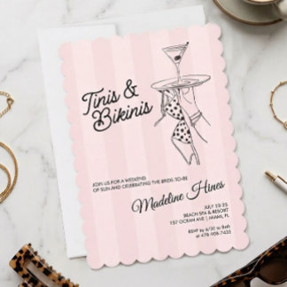 Convite Fim de Semana Chic de Tinis e Bikinis Listrados
