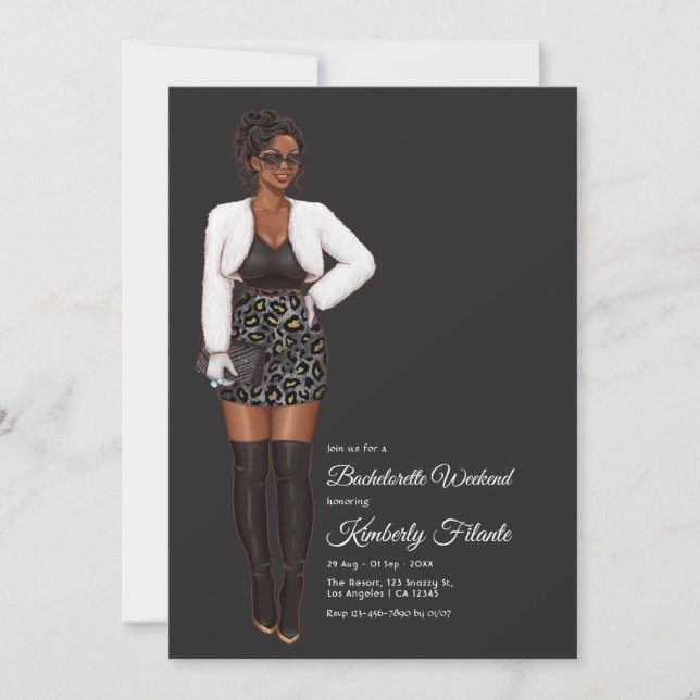 Convite Fim de semana da Bachelorette Afro-Americana (Frente)