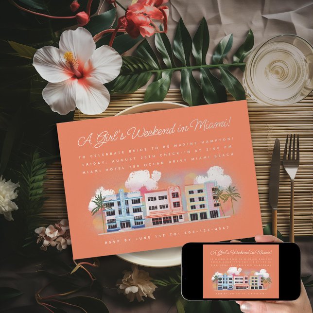 Convite Fim de Semana da Bachelorette de Miami Beach (Criador carregado)