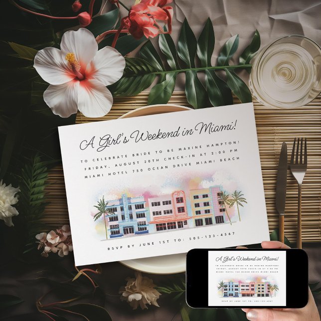 Convite Fim de Semana da Bachelorette de Miami Beach (Criador carregado)