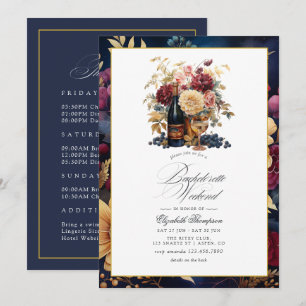 Convite Fim de semana da Bachelorette de Vinho Dourado e M