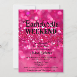 Convite Fim de semana da Festa de solteira de Glitter Rosa