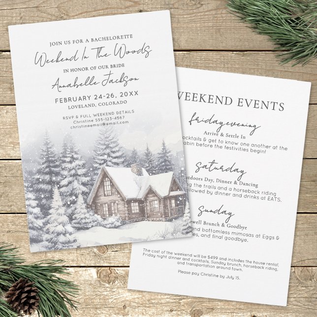 Convite Fim de Semana das Meninas nos Bosques Festa de Des (Girls Weekend In The Woods Bachelorette Party Invitation)