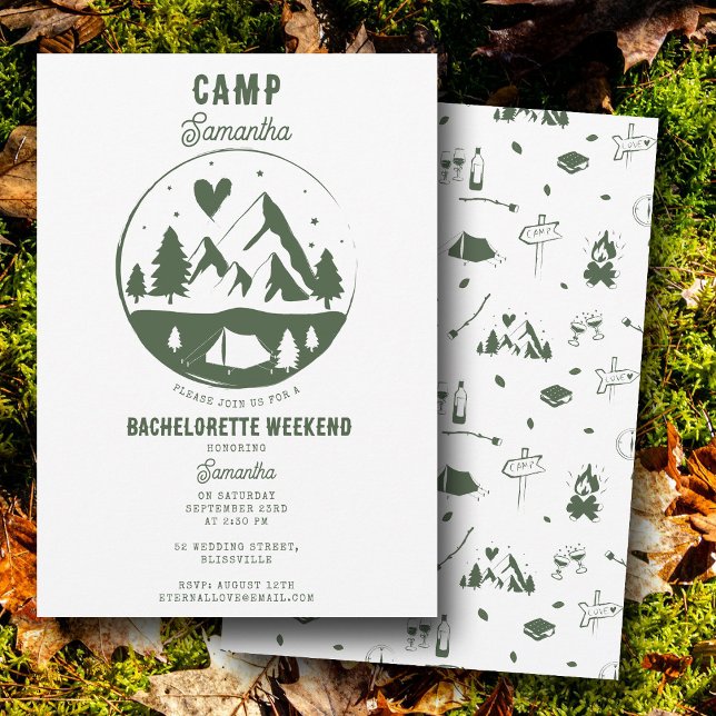 Convite Fim de Semana de Acampamento de Despedida de Solte (Camp Bachelorette Party Camping Bach Weekend Invitation)