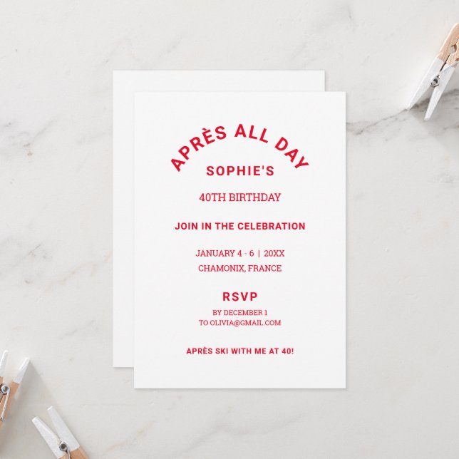 Convite Fim de Semana de Après All Day Winter Red aniversá (Frente/Verso In Situ)