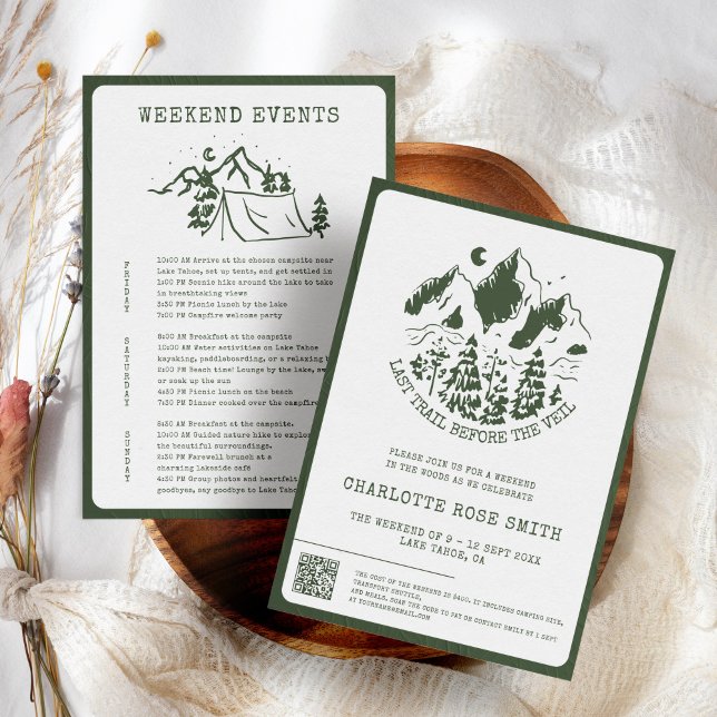 Convite Fim de Semana de Bachelorette de Acampamento Simpl (Criador carregado)
