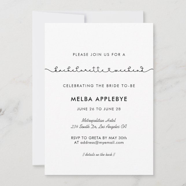 Convite Fim de Semana de Bachelorette de Conexão Fácil (Frente)