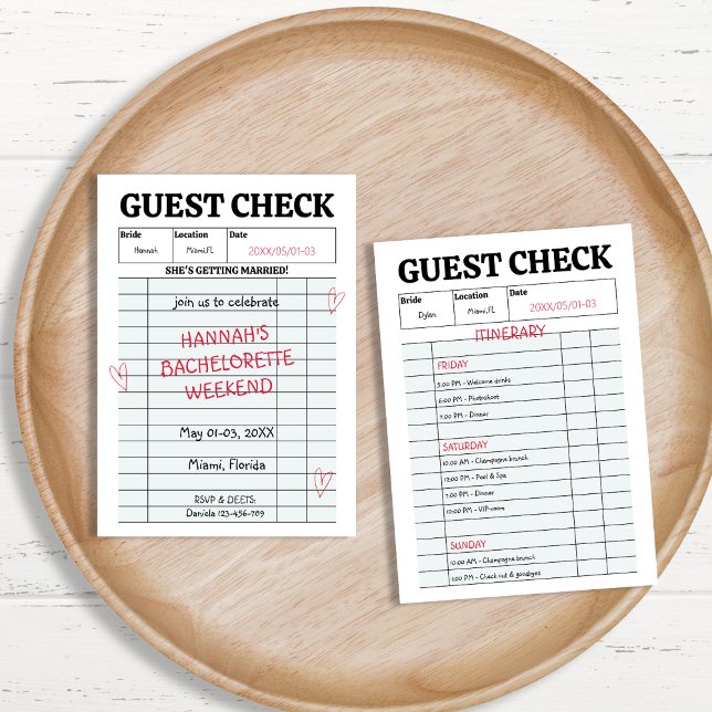 Convite Fim de Semana de Bachelorette de Participante Retr (Retro Guest Check Hen Party Bachelorette Weekend Invitation)