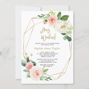 Convite Fim de Semana de Bachelorette Floral Dourado Cor-d