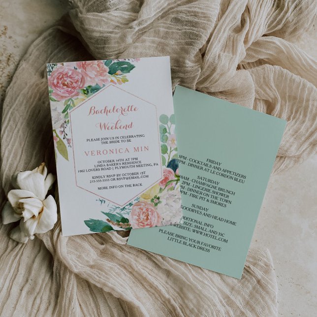 Convite Fim de Semana de Bachelorette Floral Primavera Ros (Criador carregado)