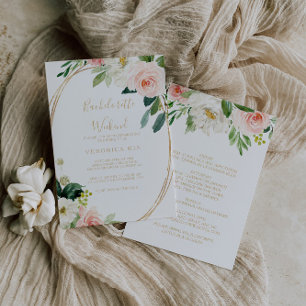 Convite Fim de Semana de Bachelorette Geométrica Verde e 