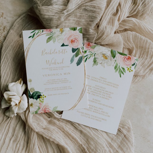 Convite Fim de Semana de Bachelorette Geométrica Verde e D (Criador carregado)