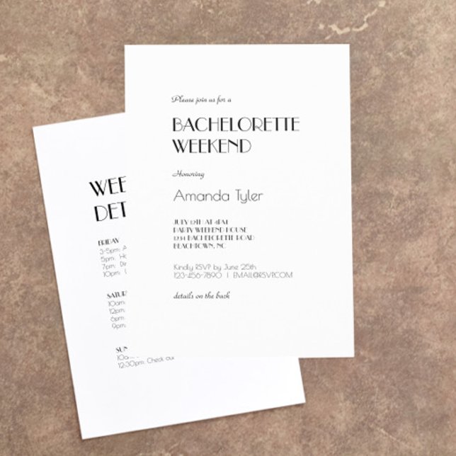 Convite Fim de Semana de Bachelorette Moderna de Arte Mini (Criador carregado)