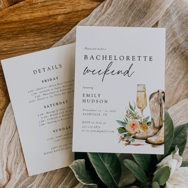 Convite Fim de Semana de Bachelorette Ocidental de Nashvil (Criador carregado)