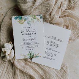 Convite Fim de Semana de Bachelorette Verde Tropical Doura