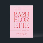 Convite Fim de Semana de Bachelorette Vermelho e Rosa<br><div class="desc">Este design apresenta texto ousado moderno com cocktails desenhados à mão.</div>