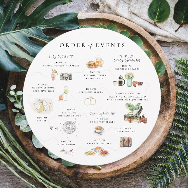 Convite Fim de Semana de Casamento com Aquarela Ordem de E (Criador carregado)